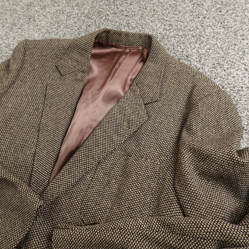 Cashmere Blazer Mens 38 Brown Tweed Birdseye Button‎ Sport Coat Suit Jacket Top